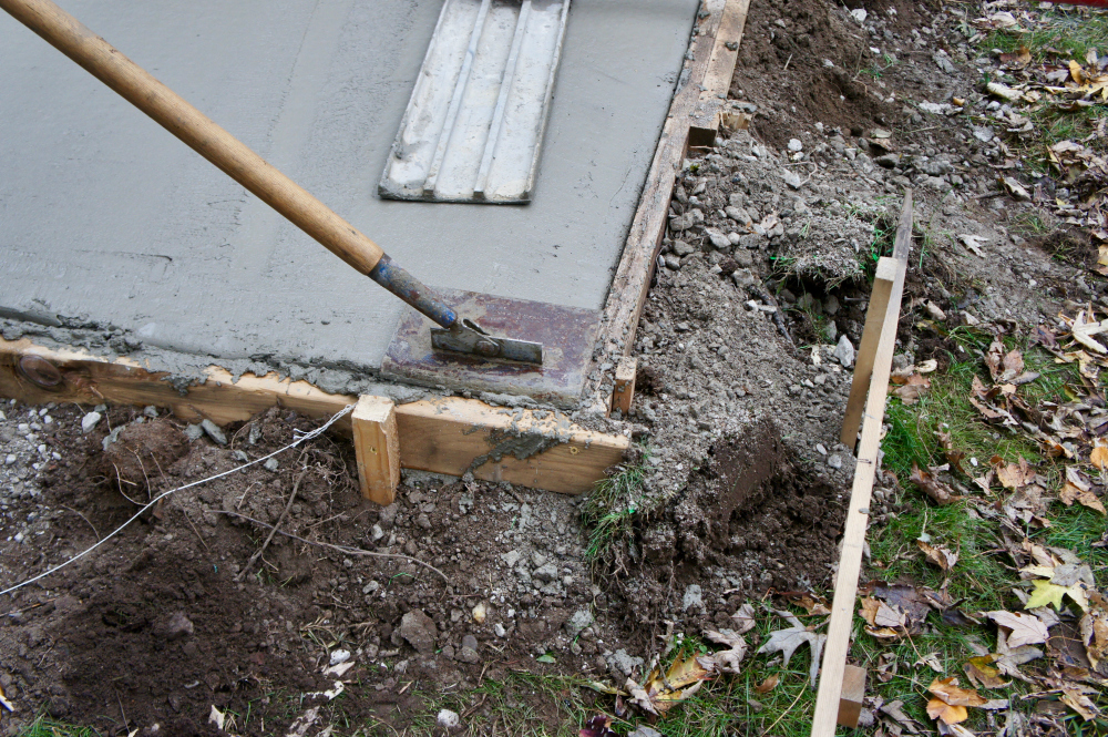 Newly poured concrete patio.