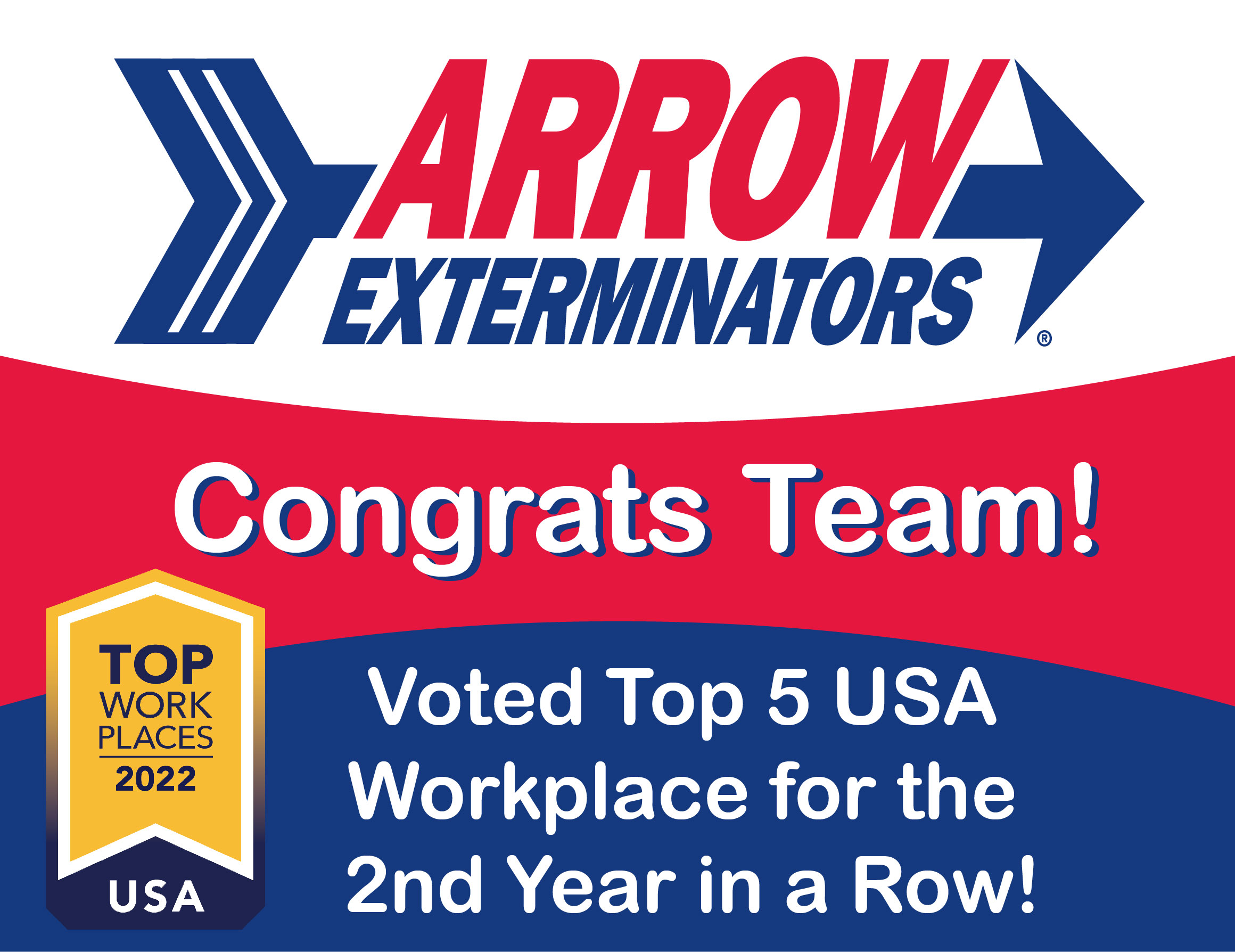 Arrow Exterminators Voted Top 5 USA Workplace.